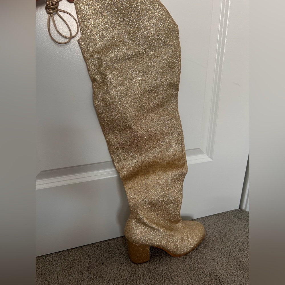 Gold Glitter Over-the-Knee Boots